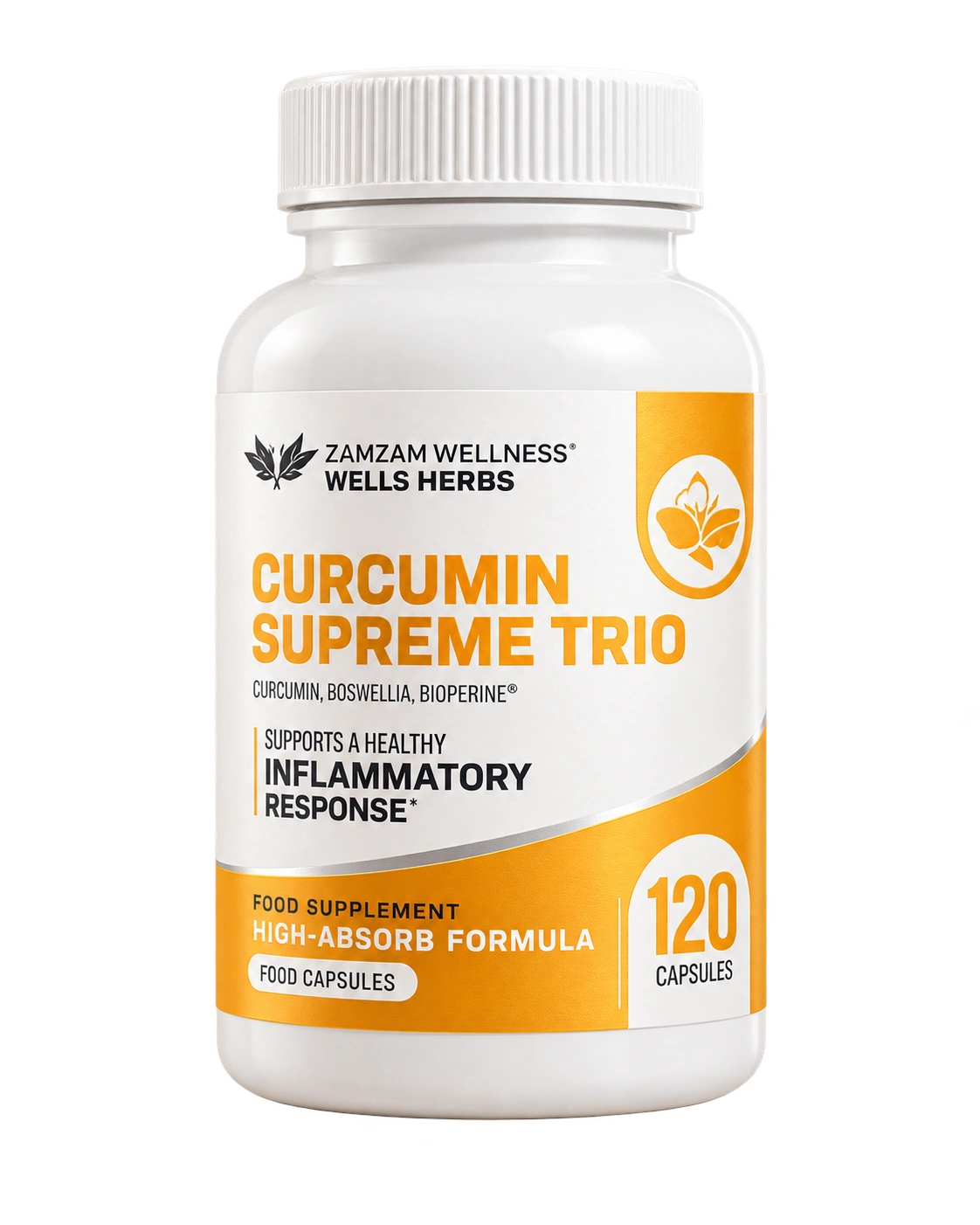Curcumin Supreme Trio bottle, 120 vegan capsules